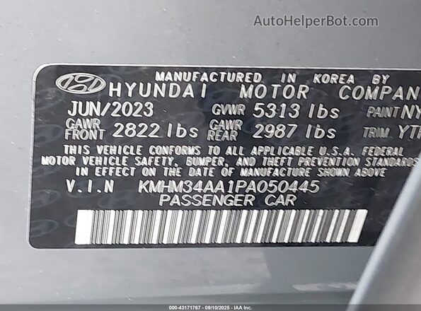 KMHM34AA1PA050445 2023 HYUNDAI IONIQ 6 Gray Widok komory silnika