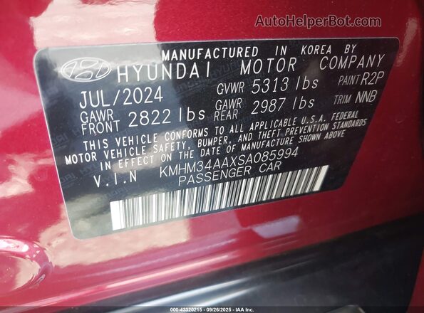 KMHM34AAXSA085994 2025 HYUNDAI IONIQ 6 Red ძრავის განყოფილების ხედი