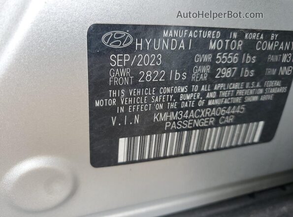 KMHM34ACXRA064445 2024 HYUNDAI IONIQ Silver Widok komory silnika