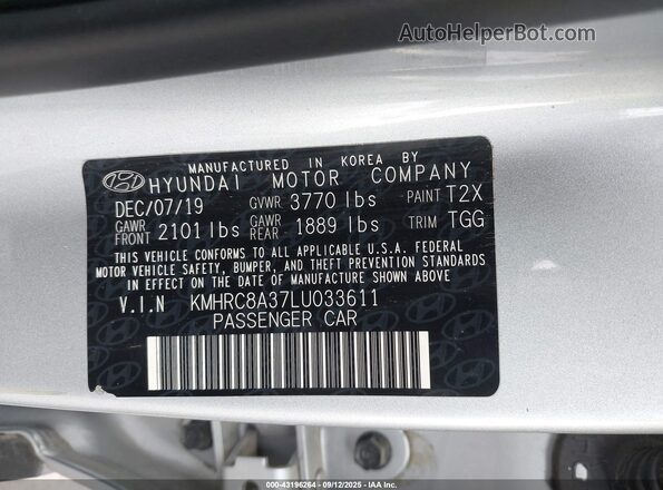 KMHRC8A37LU033611 2020 HYUNDAI VENUE Silver 