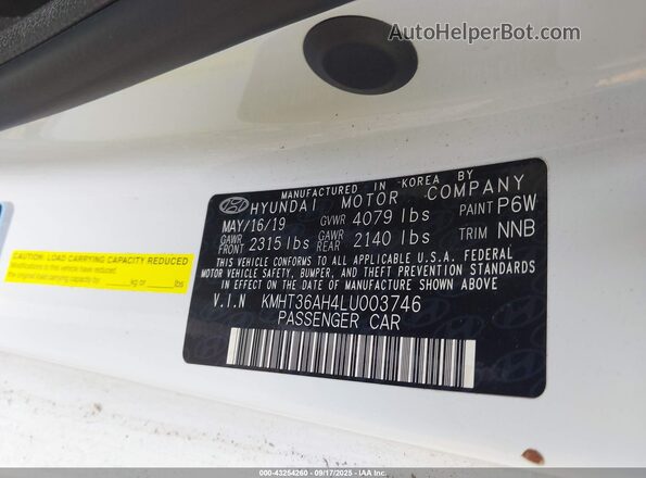 KMHT36AH4LU003746 2020 HYUNDAI VELOSTER N White ძრავის განყოფილების ხედი