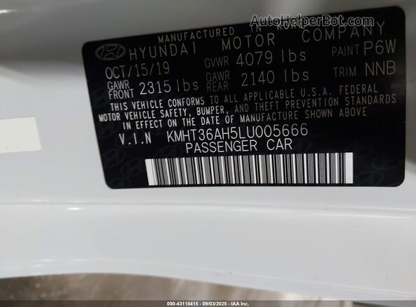KMHT36AH5LU005666 2020 HYUNDAI VELOSTER N Белый Вид подкапотного пространства