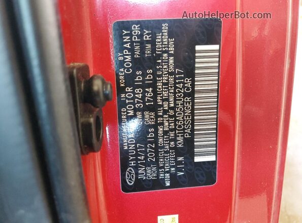 KMHTC6AD5HU324117 2017 HYUNDAI VELOSTER Red 