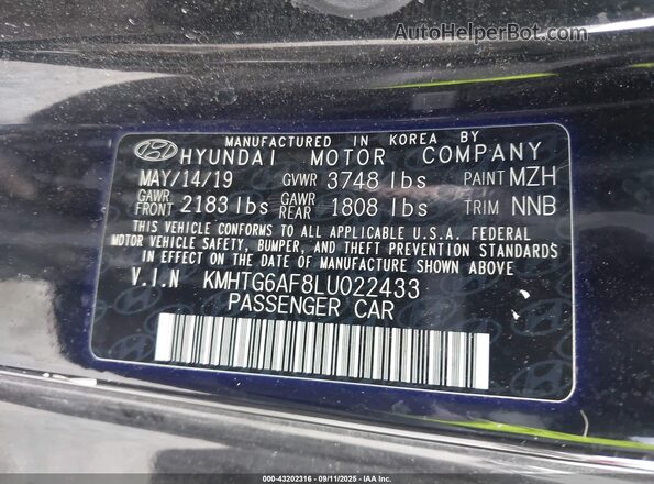KMHTG6AF8LU022433 2020 HYUNDAI VELOSTER Black ძრავის განყოფილების ხედი