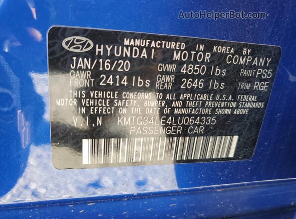 KMTG34LE4LU064335 2020 GENESIS G70 Blue 