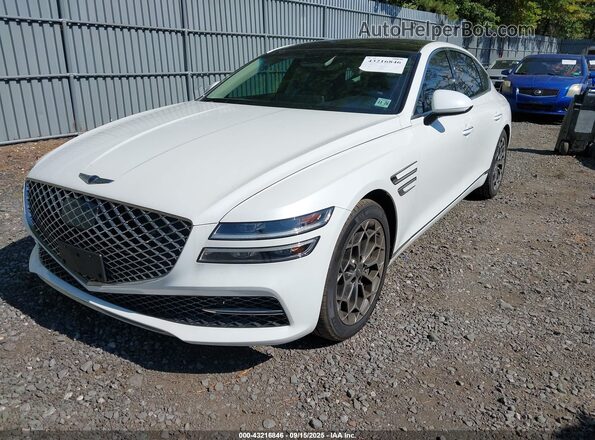 KMTGC4SD7MU048611 2021 GENESIS G80 White წინა მარცხენა ხედი სამი მეოთხედიდან