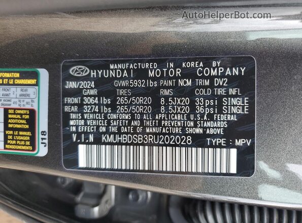KMUHBDSB3RU202028 2024 GENESIS GV80 Gray 