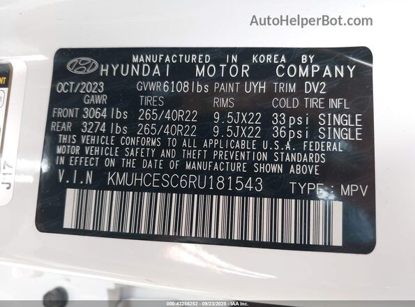 KMUHCESC6RU181543 2024 GENESIS GV80 White Vista del compartimento del motor