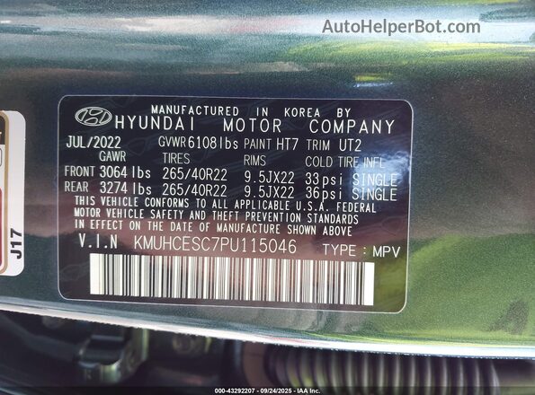 KMUHCESC7PU115046 2023 GENESIS GV80 Green Շարժիչի բաժամունքի տեսք