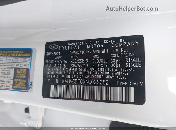 KMUMCDTCXNU029282 2022 GENESIS GV70 White Շարժիչի բաժամունքի տեսք