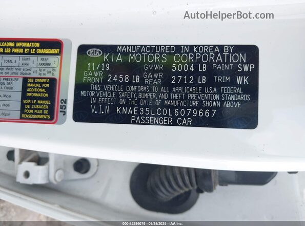 KNAE35LC0L6079667 2020 KIA STINGER White Շարժիչի բաժամունքի տեսք