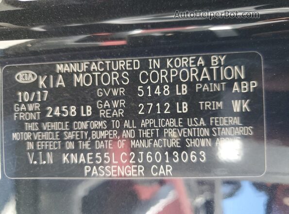 KNAE55LC2J6013063 2018 KIA STINGER Черный 