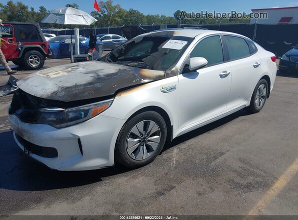 KNAGT4LE3H5018833 2017 KIA OPTIMA HYBRID White Vista tres cuartos delantera izquierda
