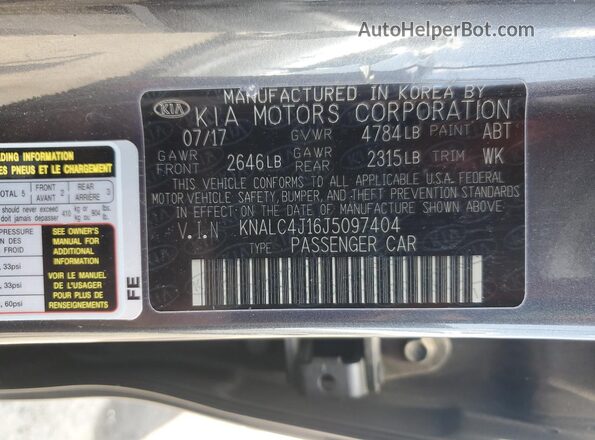 KNALC4J16J5097404 2018 KIA CADENZA Gray Շարժիչի բաժամունքի տեսք
