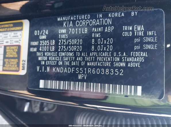 KNDADFS51R6038352 2024 KIA EV9 Black Շարժիչի բաժամունքի տեսք