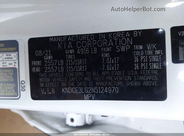 KNDCE3LG2N5124970 2022 KIA NIRO EV White Engine compartment view