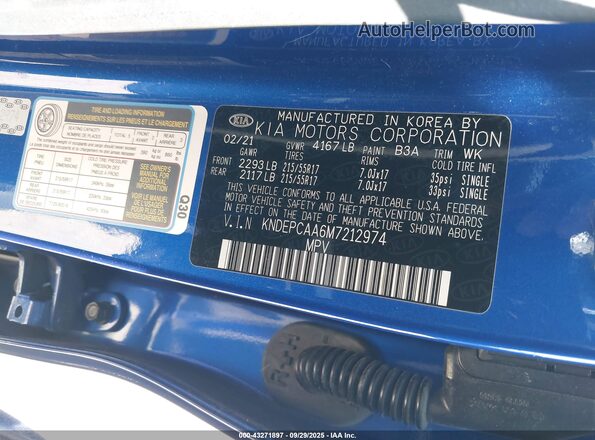 KNDEPCAA6M7212974 2021 KIA SELTOS Blue 