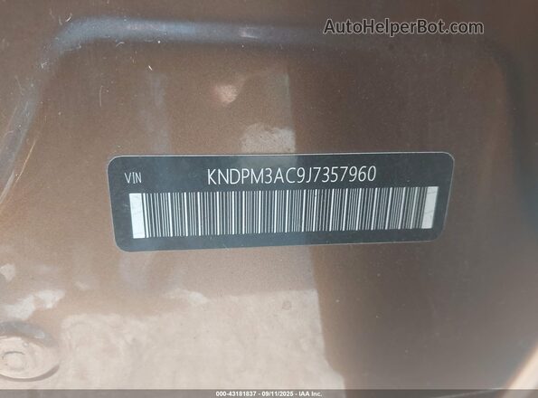 KNDPM3AC9J7357960 2018 KIA SPORTAGE Brown Vista del compartimento del motor