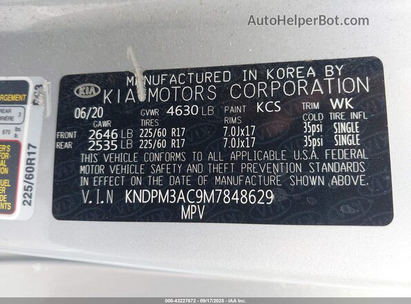 KNDPM3AC9M7848629 2021 KIA SPORTAGE Silver Շարժիչի բաժամունքի տեսք