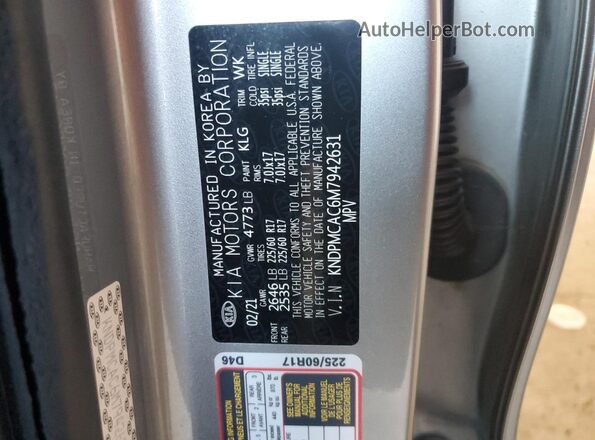 KNDPMCAC6M7942631 2021 KIA SPORTAGE Gray ძრავის განყოფილების ხედი