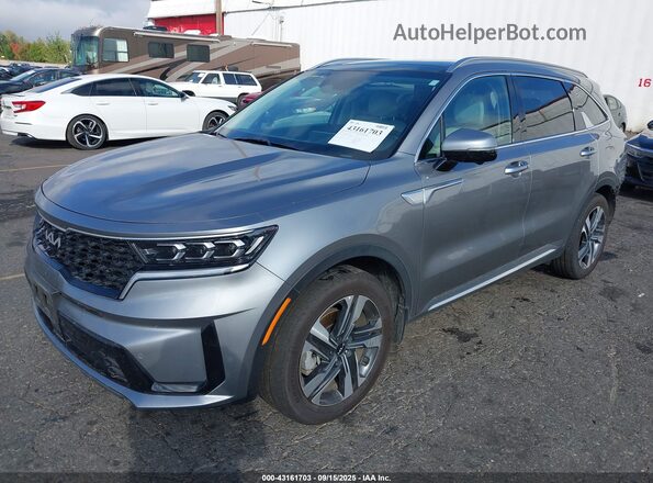 KNDRMDLG5P5136424 2023 KIA SORENTO HYBRID Gray Vista tres cuartos delantera izquierda