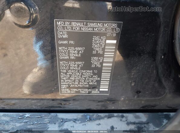 KNMAT2MV5LP507145 2020 NISSAN ROGUE Black Widok komory silnika