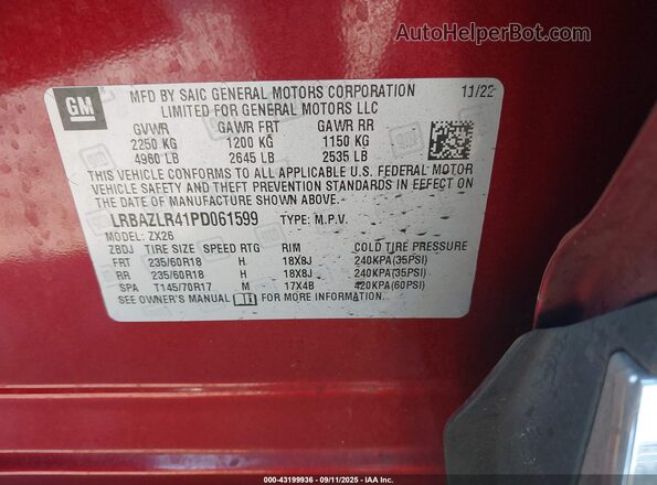 LRBAZLR41PD061599 2023 BUICK ENVISION Red Engine compartment view