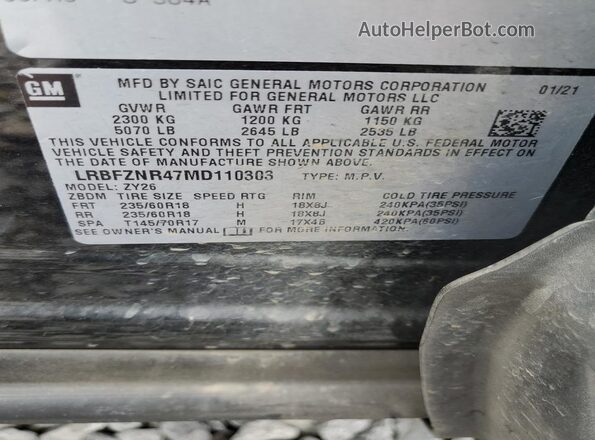 LRBFZNR47MD110303 2021 BUICK ENVISION Black 