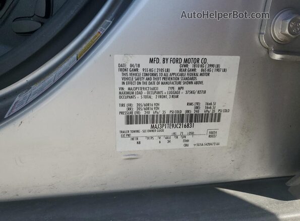 MAJ3P1TE9JC216831 2018 FORD ECOSPORT Silver 