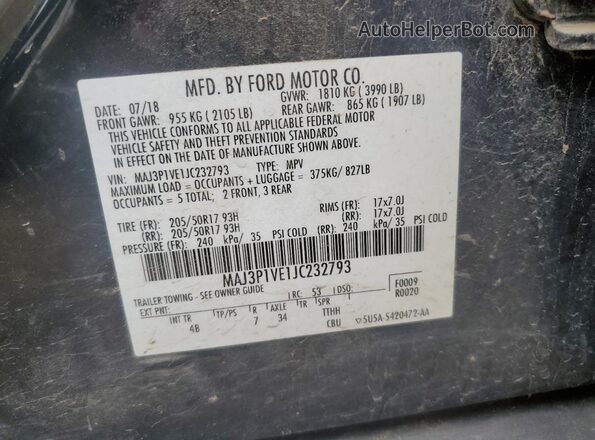 MAJ3P1VE1JC232793 2018 FORD ECOSPORT Black 