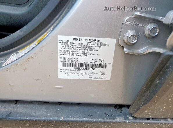 MAJ3S2GE2MC451722 2021 FORD ECOSPORT Серебряный 