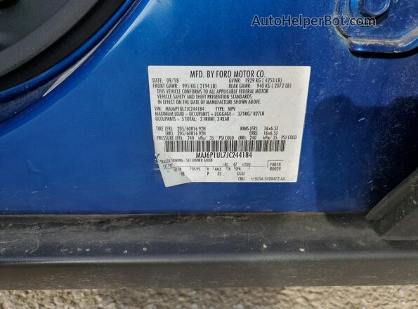 MAJ6P1UL7JC244184 2018 FORD ECOSPORT Blue 