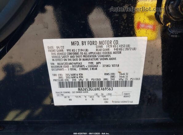MAJ6S3GL6NC469563 2022 FORD ECOSPORT Black Engine compartment view