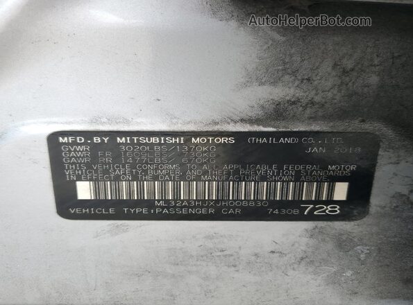 ML32A3HJXJH008830 2018 MITSUBISHI MIRAGE Silver 