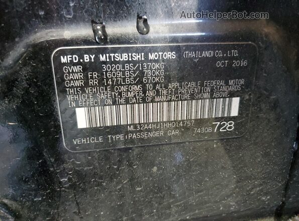 ML32A4HJ1HH014757 2017 MITSUBISHI MIRAGE Black Панорамний вид салону 360°