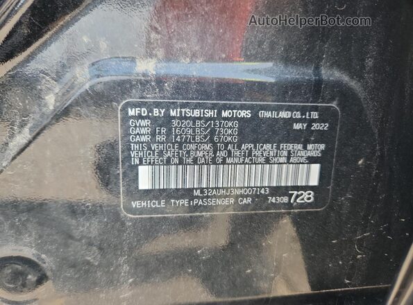 ML32AUHJ3NH007143 2022 MITSUBISHI MIRAGE Black Սալոնի 360 աստիճան տեսք