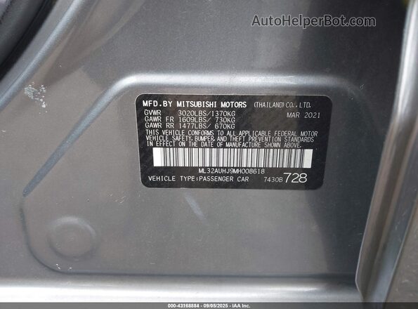 ML32AUHJ9MH008618 2021 MITSUBISHI MIRAGE Серебряный Вид подкапотного пространства