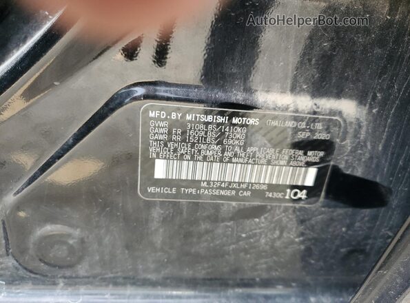 ML32F4FJXLHF12696 2020 MITSUBISHI MIRAGE Black Vista del compartimento del motor