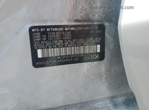 ML32FUFJ3PHF03764 2023 MITSUBISHI MIRAGE Белый Вид подкапотного пространства