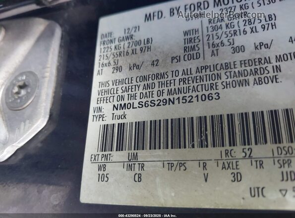 NM0LS6S29N1521063 2022 FORD TRANSIT CONNECT Черный Вид подкапотного пространства