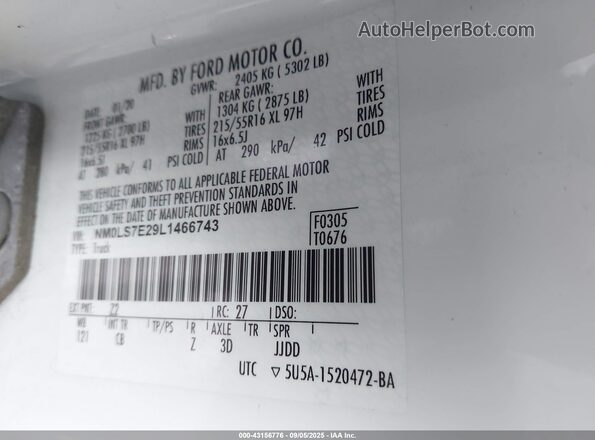 NM0LS7E29L1466743 2020 FORD TRANSIT CONNECT White Շարժիչի բաժամունքի տեսք