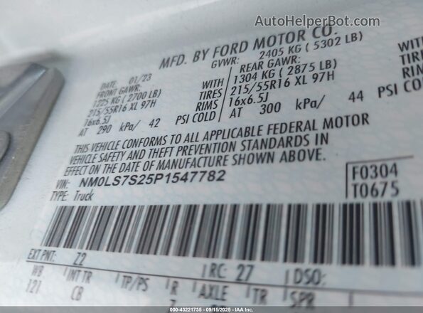 NM0LS7S25P1547782 2023 FORD TRANSIT CONNECT White Widok komory silnika