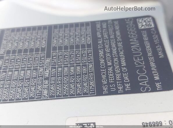 SADCJ2EU2MA666945 2021 JAGUAR F-PACE White Widok komory silnika
