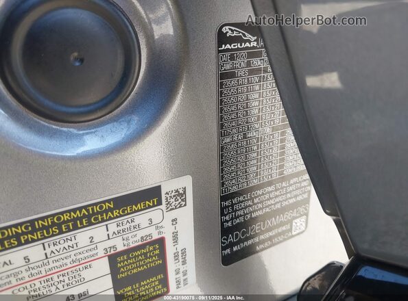 SADCJ2EUXMA664263 2021 JAGUAR F-PACE Gray Вид підкапотного простору