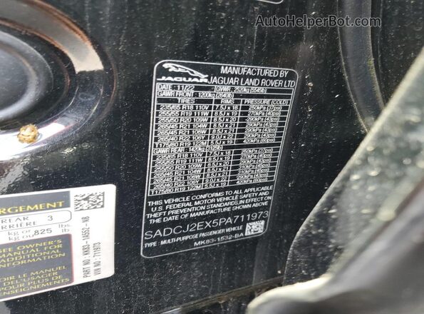 SADCJ2EX5PA711973 2023 JAGUAR F-PACE Black Widok naklejki z numerem VIN