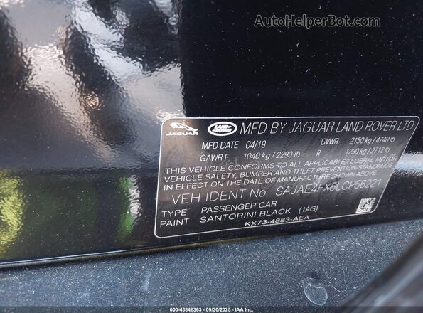 SAJAE4FX5LCP56221 2020 JAGUAR XF Черный Вид подкапотного пространства