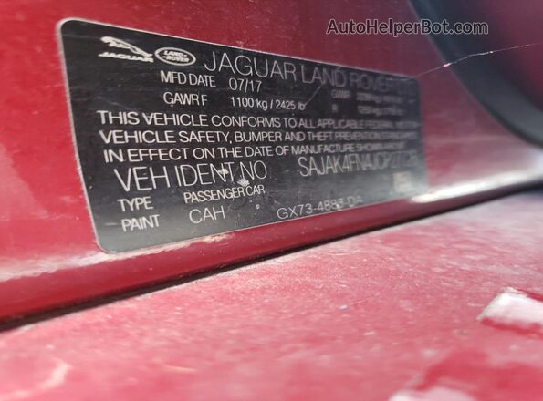 SAJAK4FN4JCP27720 2018 JAGUAR XF Burgundy 