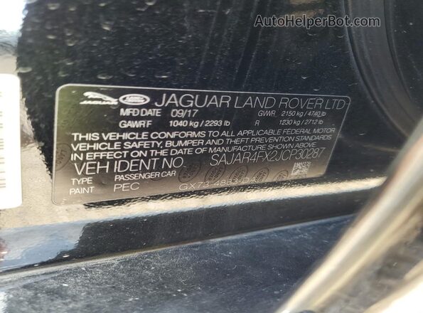 SAJAR4FX2JCP30287 2018 JAGUAR XF Black 