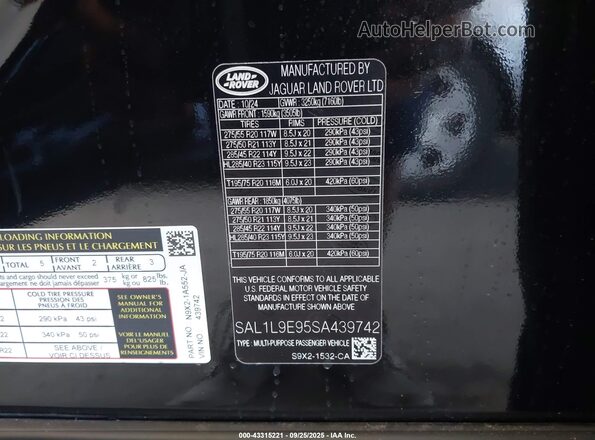 SAL1L9E95SA439742 2025 LAND ROVER RANGE ROVER SPORT Черный Вид подкапотного пространства