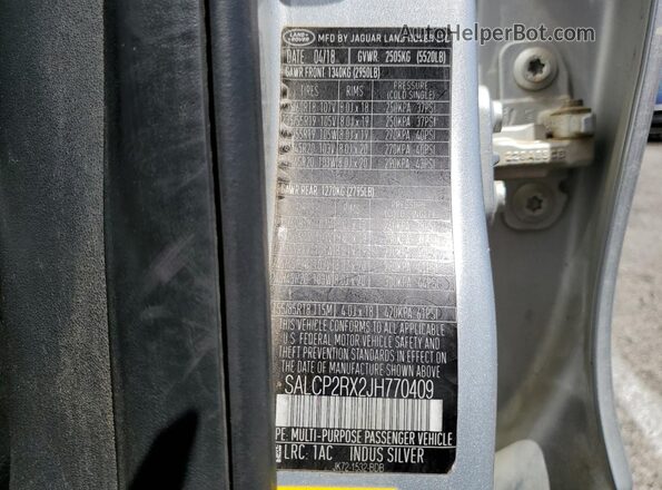 SALCP2RX2JH770409 2018 LAND ROVER DISCOVERY Silver 